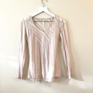 Lilu Tie-back Striped Sheer Blouse Shirt